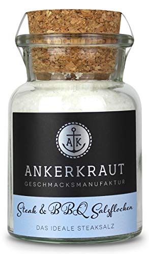 Ankerkraut Steak & BBQ Salzflocken, Salzflocken zum verfeinern von Steaks, Salaten oder auch Süßspeisen kaufen, 80 g im Korkenglas von Ankerkraut