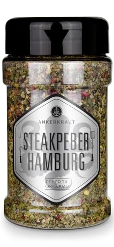 Ankerkraut Steakpeber Hamburg, husets blanding, grov steakhouse-peber med sort, grøn og hvid peber, 170g i strødåse von Ankerkraut