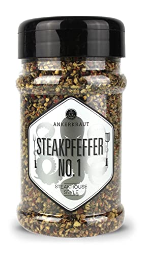 Ankerkraut Steakpfeffer No. 1, Pfeffer Mischung für Fleisch wie im Steak-House mit Chili, Finisher für BBQ aller Art, 180g im Streuer von Ankerkraut