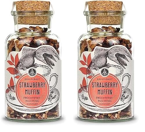 Ankerkraut Strawberry Muffin Früchtetee, 100g im Korkenglas (Packung mit 2) von Ankerkraut