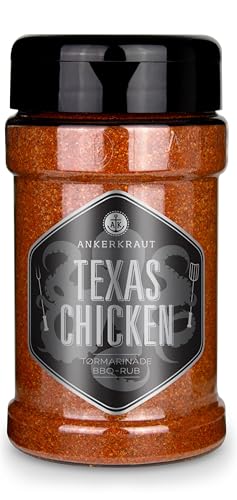 Ankerkraut Texas Chicken, BBQ rub, krydderiblanding til kyllingevinger, kylling og pulled chicken, med salt, peber, løg og hvidløg, 230g i strødåse von Ankerkraut