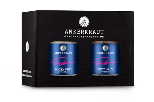 Ankerkraut x Tim Raue "Genieblitz" Gewürz-Box, Gewürze-Set mit Spicy Hack und Smoky Fries, Hackfleisch und Pommes Frites á la Gorumet zubereiten, 250 g im Set von Ankerkraut