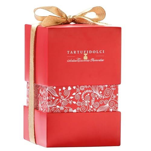 TartufiDolci Piemontese Pralinen, Delikate Geschenkbox, 200 Gramm, Rot mit Goldschleife von Antica Torroneria Piemontese