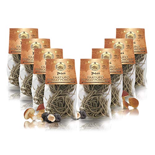 Antico Pastificio Morelli 1860 Srl Pici Schildkröte und Porcini-Pilze, Aroma-Paste, 8 Packungen à 250 g von Antico Pastificio Morelli 1860 Srl