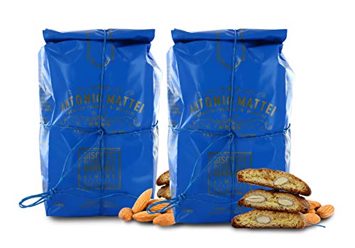 Antonio Mattei Premiata Fabbrica di Biscotti Knusprige Kekse mit Mandeln und Pinienkernen – Toscani Cantuccini – 250 g (2 Stück) von Antonio Mattei Premiata Fabbrica di Biscotti