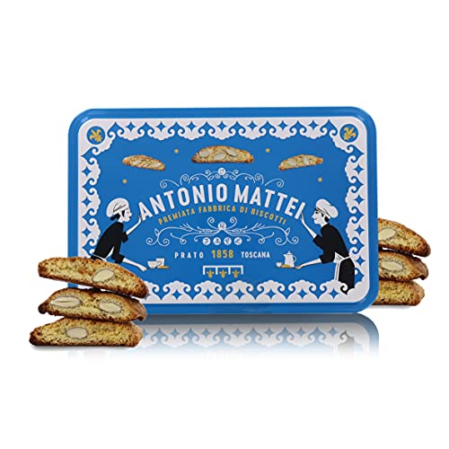 Italienische Cantucci mit Mandeln in Verzierter Keksdose, Klassische Prato-Kekse, 300-g-Geschenkbox von Antonio Mattei Premiata Fabbrica di Biscotti