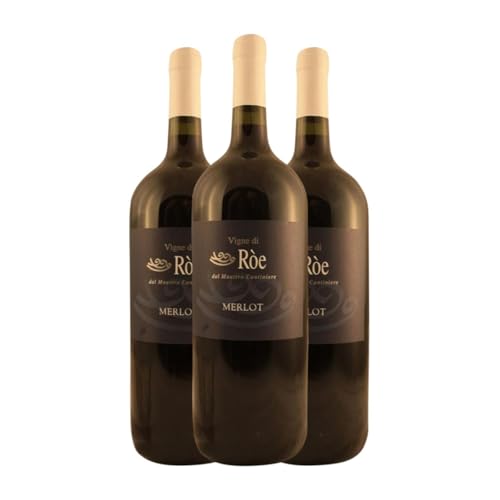 Antonutti Ròe Merlot Trentino Magnum-Flasche 1,5 L Rotwein (Karton mit 3 Magnum-Flasche von 1,5 L) von Antonutti