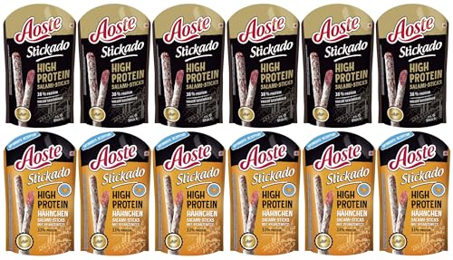 Aoste Stickado High Protein Salami Sticks - Mix 12er Pack (12x60g) von Aoste