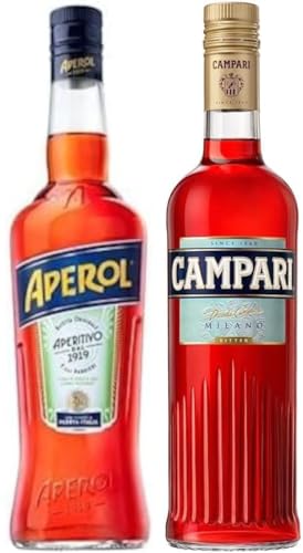 Aperol Aperitivo, 11% / Aperol Spritz - Italien's Nr. 1 Cocktail, 1 x 0,7 L + Campari Bitter Aperitif - Der italienische Aperitif und Cocktail Klassiker Campari Soda - Mit 25 Vol.-% Alkohol - 0,7 l von Aperol