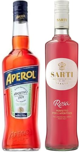 Aperol Aperitivo, 11% / Aperol Spritz - Italien's Nr. 1 Cocktail, 1 x 0,7 L + Sarti Rosa - Premium Frucht-Likör aus Italien - als Spritz,14 Prozent vol. - 1 x 0,7 l von Aperol
