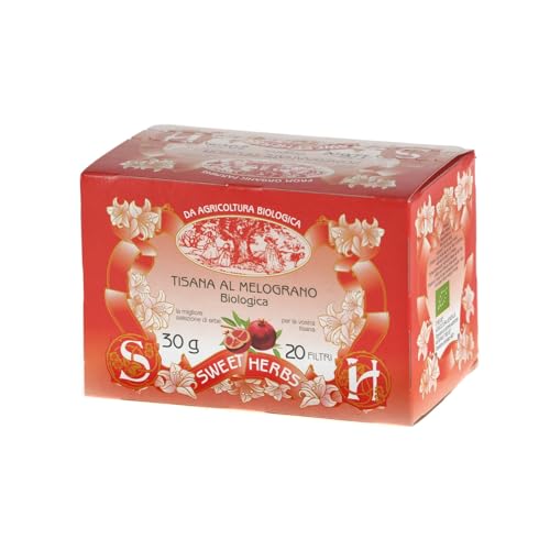 Sweet Herbs® | Granatapfel-Kräutertee | Bio-Antioxidans-Granatapfel- und Hagebuttenaufguss – 20 Filter in einzelnen Beuteln (30 g) von Apicoltura Brezzo