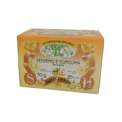 Sweet Herbs® | Ingwer-Kurkuma-Kräutertee | Bio-Verdauungsinfusion Ingwer-Kurkuma-Zitrone – 20 Filter in einzelnen Beuteln (30 g) von Apicoltura Brezzo