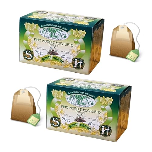 Sweet Herbs® | Latschenkiefer Kräutertee Eukalyptus Thymian Minze | Beruhigender und erfrischender Bio-Aufguss – 2 x 20 Filter in einzelnen Beuteln (40 g) von Apicoltura Brezzo