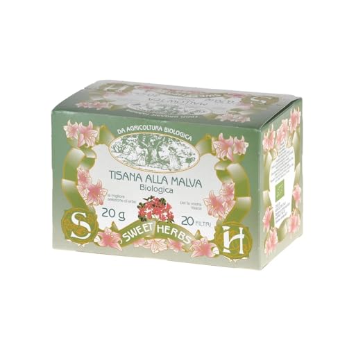 Sweet Herbs® | Malven-Kräutertee | Bio-Malvenaufguss, entspannender Abend – 20 Filter in einzelnen Beuteln (20 g) von Apicoltura Brezzo