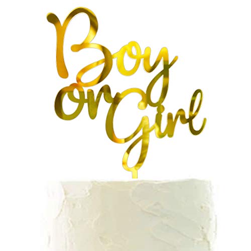 Größere Größe Acryl Spiegel Gold Junge oder Mädchen Kuchen Topper, Geschlecht Reveal Cake Topper, Baby Shower Party Supplies Dekoration für Kuchen Topper, Kuchen Flagge, Foto Booth Requisiten von Apluselection