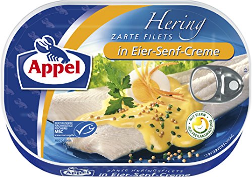 Appel Heringsfilets, zarte Fisch-Filets in Eier-Senf-Creme, MSC zertifiziert, 200g von Appel