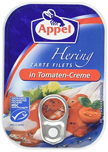 Appel Heringsfilets, zarte Fisch-Filets in Tomaten-Creme, MSC zertifiziert, 100g von Appel