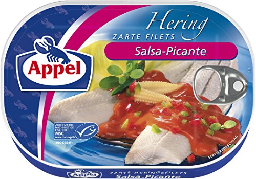 Appel Heringsfilets Salsa-Picante, 10er Pack Konserven, Fisch in pikantem Tomaten-Cocktail von Appel