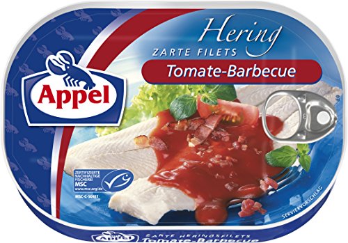 Appel Heringsfilets Tomate-Barbecue, 10er Pack Konserven, Fisch in Tomatencreme mit Schinkengeschmack von Appel