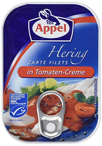 Appel Heringsfilets - Traditionelles Fischfilet vom Hering in Tomaten-Creme - MSC Zertifiziert - 12 x 100 g von Appel