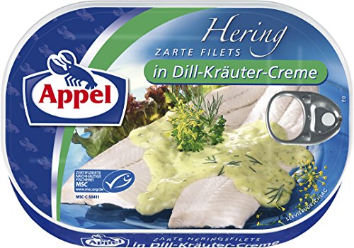 Appel Heringsfilets in Dill-Kräuter-Creme, 10er Pack Konserven, Fisch in Dill-Kräutercreme von Appel