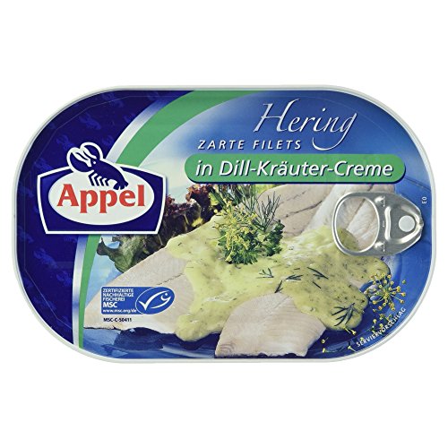 Appel Heringsfilets in Dill-Kräuter-Creme, 200 g, Fischeinwaage 120 g von Appel