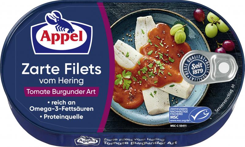 Appel Zarte Filets vom Hering Tomate Burgunder Art von Appel