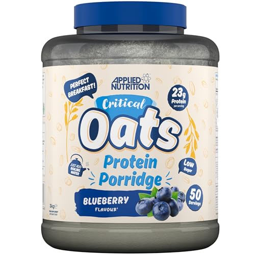 Applied Nutrition Protein Porridge Critical Oats - Whey Protein Mischung mit Vollkorn-Hafer & ISO-XP Proteinisolat, Aminosäuren, Einfaches Mischen (3Kg, Blueberry) von Applied Nutrition