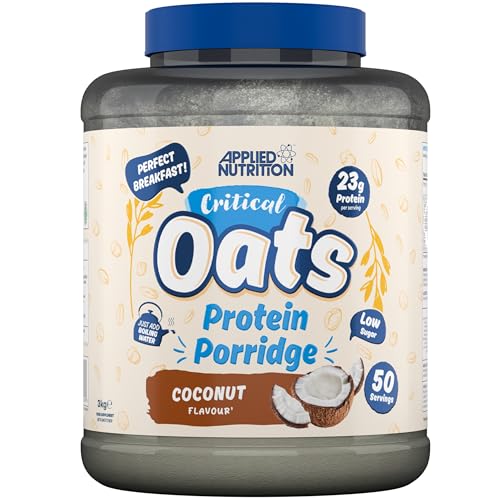 Applied Nutrition Protein Porridge Critical Oats - Whey Protein Mischung mit Vollkorn-Hafer & ISO-XP Proteinisolat, Aminosäuren, Einfaches Mischen (3Kg, Coconut) von Applied Nutrition