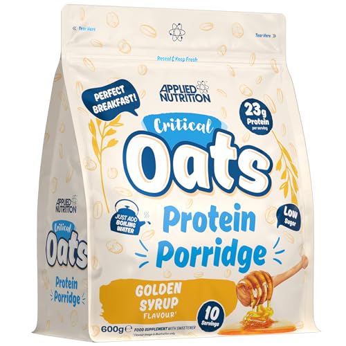 Applied Nutrition Protein Porridge Critical Oats - Whey Protein Mischung mit Vollkorn-Hafer & ISO-XP Proteinisolat, Aminosäuren, Einfaches Mischen (600g, Golden Syrup) von Applied Nutrition