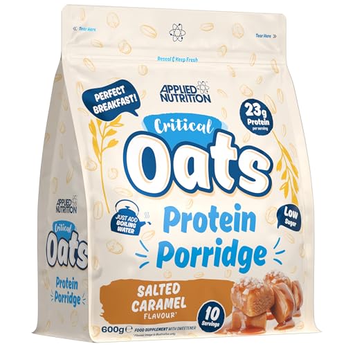 Applied Nutrition Protein Porridge Critical Oats - Whey Protein Mischung mit Vollkorn-Hafer & ISO-XP Proteinisolat, Aminosäuren, Einfaches Mischen (600g, Salted Caramel) von Applied Nutrition