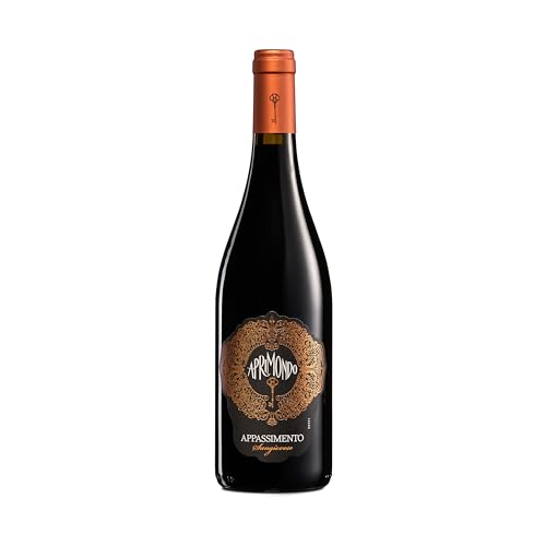 Aprimondo Sangiovese Appassimento, italienischer Rotwein mit typischem Bouquet mit Brombeer- und Kirschnoten, 14,5% Vol., Flasche 750 ml von Aprimondo