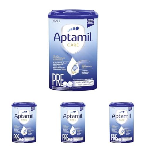 Aptamil Care PRE – Anfangsmilch von Geburt an, Mit DHA, Nur Laktose, Ohne Palmöl, Babynahrung, Milchpulver, 1x 800 g (Packung mit 4) von Aptamil