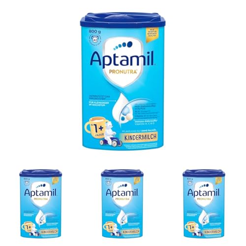 Aptamil Kindermilch 1 Plus – Für Kleinkinder im Wachstum – Mit wichtigen Nährstoffen - Ohne Palmöl – 1 x 800 g – 42 Portionen à 130 ml (Packung mit 4) von Aptamil