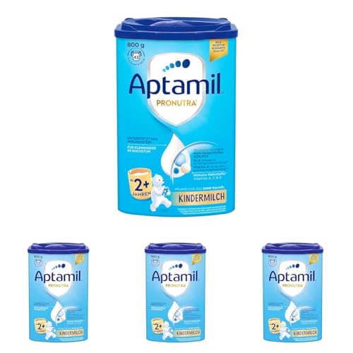 Aptamil Kindermilch 2 Plus – Für Kleinkinder im Wachstum – Mit vielen wichtigen Nährstoffen – Ohne Palmöl – 1 x 800 g – 43 Portionen à 130 ml (Packung mit 4) von Aptamil