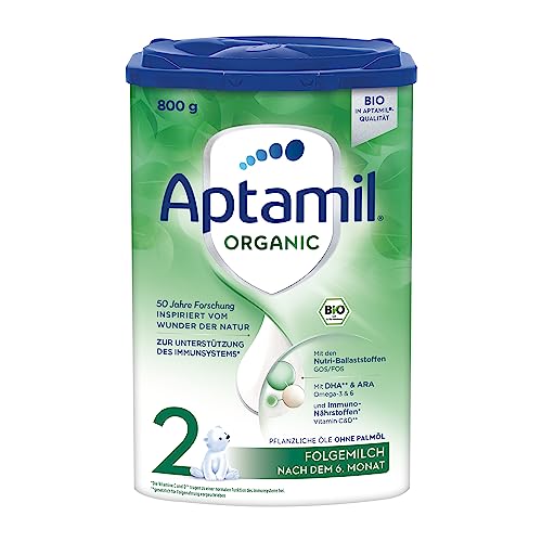 Aptamil Organic 2 – Bio Folgemilch nach dem 6. Monat, Mit Omega 3, DHA & ALA, Ohne Palmöl, Babynahrung, Milchpulver, 1x 800 g von Aptamil