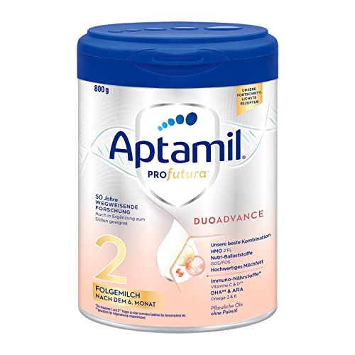 Aptamil Profutura DUOADVANCE 2 – Folgemilch – Baby-Milchpulver – Nach dem 6. Monat – Mit pflanzlichen Ölen und ohne Palmöl – 1 x 800 g (Packung mit 8) von Aptamil