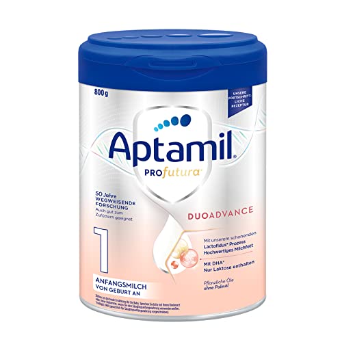 Aptamil Profutura DUOAdvance 1 – Anfangsmilch von Geburt an, Mit DHA, Nur Laktose, Ohne Palmöl, Babynahrung, Milchpulver, 1x 800 g (Packung mit 6) von Aptamil