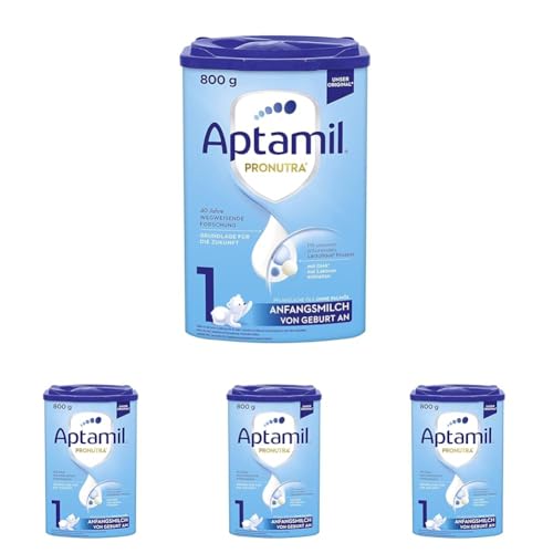 Aptamil Pronutra 1 – Anfangsmilch von Geburt an, Mit DHA, Nur Laktose, Ohne Palmöl, Babynahrung, Milchpulver, 1x 800 g (Packung mit 4) von Aptamil