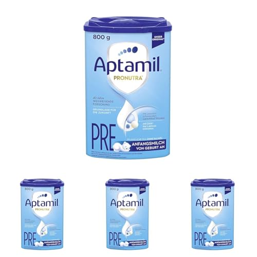 Aptamil Pronutra PRE – Anfangsmilch von Geburt an, Mit DHA, Nur Laktose, Ohne Palmöl, Babynahrung, Milchpulver, 1x 800 g (Packung mit 4) von Aptamil