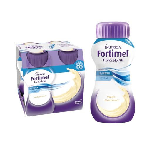 Fortimel® 1.5 kcal Vanille – Hochkalorische Trinknahrung mit allen wichtigen Nährstoffen, Vitaminen, Mineralien und Spurenelementen – 300 kcal und 12 g Eiweiß pro Flasche – 4 x 200 ml von Aptamil