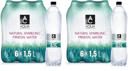 AQUA CARPATICA 1.5L x 6 Naturally Sparkling Sprudel Natürliches Mineralwasser, Natriumarm, Nitratfrei, Mit Natürlichen Elektrolyten, Calcium und Magnesium, Natürlich prickelnd, 100% Recycelbar von Aqua Carpatica