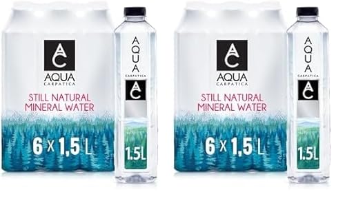 AQUA CARPATICA 1.5L x 6 Still Water Premium Natürliches Mineralwasser, Mit Natürlichen Elektrolyten, 100% Recycelbar, BPA Frei, Ohne Kohlensäure, Perfekt für die Zubereitung von Babynahrung von Aqua Carpatica