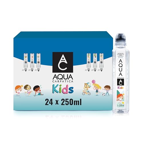 AQUA CARPATICA 250ml x 24 Kids Still Natürliches Mineralwasser, Perfekt für Kinder & Baby, Mit auslaufsicherem Sippy-Verschluss, Kindergetränk BPA-frei, 100% Recycelbar, Für Babynahrung geeignet von Aqua Carpatica