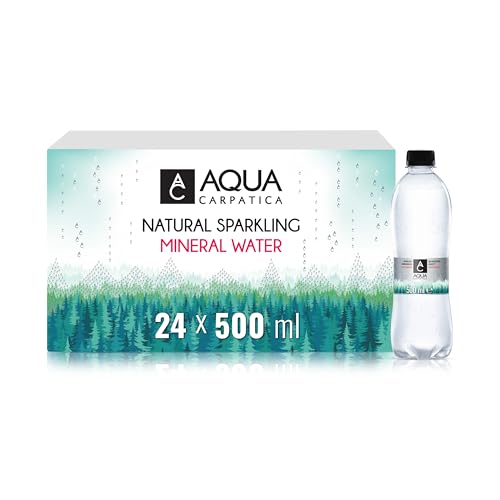 AQUA CARPATICA 500ml x 24 Naturally Sparkling Sprudel Natürliches Mineralwasser, Natriumarm, Nitratfrei, Mit Natürlichen Elektrolyten, Calcium und Magnesium, Natürlich prickelnd, 100% Recycelbar von Aqua Carpatica