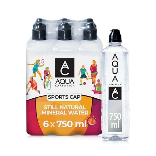 AQUA CARPATICA 750ml x 6 Still Sportscap Natürliches Mineralwasser, Fast Nitratfrei, Mit Natürlichen Elektrolyten, Perfekt für Sport und unterwegs, 100% Recycelbar, BPA Frei, Ohne Kohlensäure von Aqua Carpatica