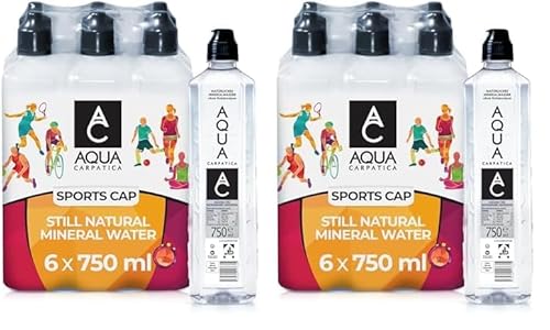 AQUA CARPATICA 750ml x 6 Still Sportscap Natürliches Mineralwasser, Fast Nitratfrei, Mit Natürlichen Elektrolyten, Perfekt für Sport und unterwegs, 100% Recycelbar, BPA Frei, Ohne Kohlensäure von Aqua Carpatica