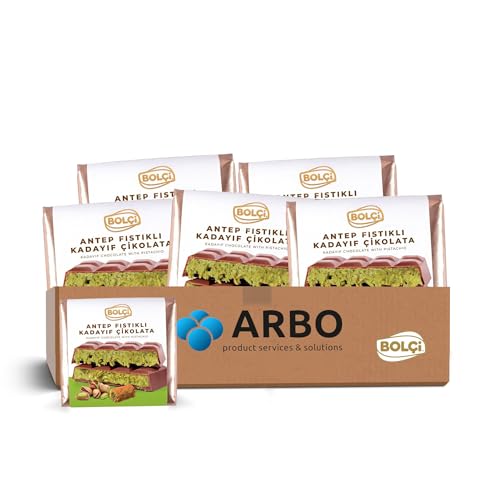 5x Bolci Dubai Schokolade 100g Tafel - Vorratspack - Pistazie Kadayif - intensiv, reich an Pistazien mit knackigem Engelshaar- Pistachio Chocolate von ArBo-Living