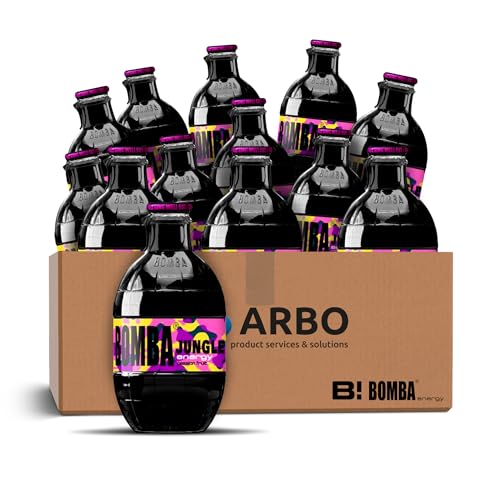 Bomba Energy Drink Jungle Passionfruit 12x 250ml - Erfrischungsgetränk in Stilvoller Glasflasche im 12er Pack + ArBo-Living Sticker von ArBo-Living