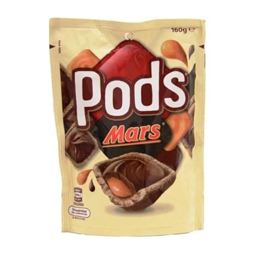 Mars Pods 160g – knuspriger Waffelkeksteig gefüllt mit Karamell & cremiger Milchschokolade on Top - Original aus Australien + ArBo-Living Sticker von ArBo-Living